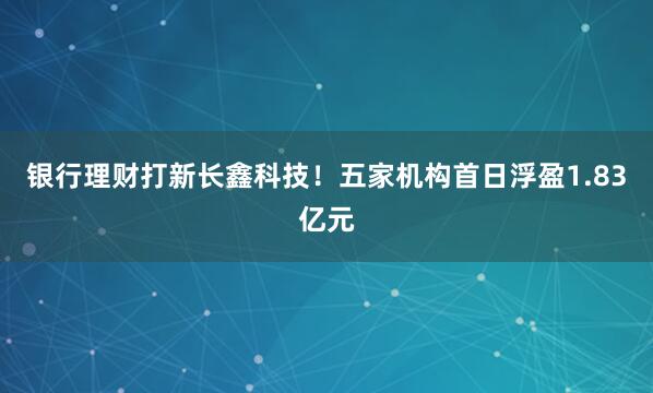 银行理财打新长鑫科技！五家机构首日浮盈1.83亿元