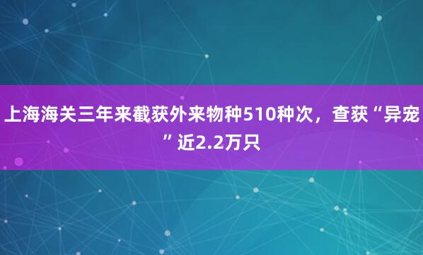 上海海关三年来截获外来物种510种次,查获“异宠”近2.2万只