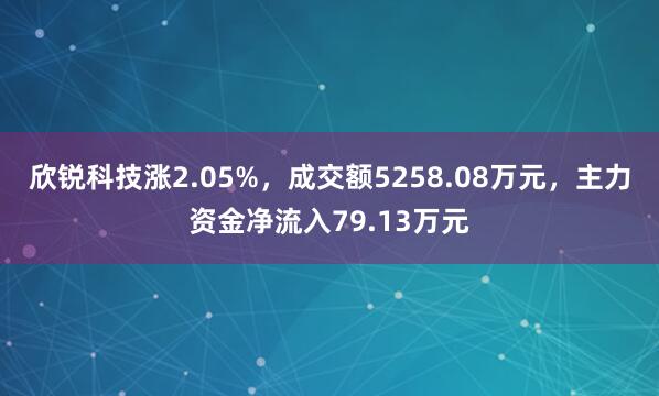 欣锐科技涨2.05%，成交额5258.08万元，主力资金净流入79.13万元
