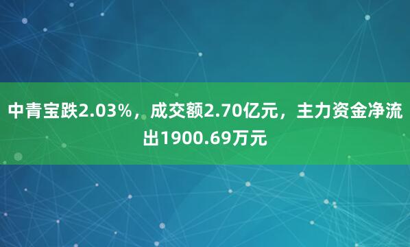 中青宝跌2.03%，成交额2.70亿元，主力资金净流出1900.69万元